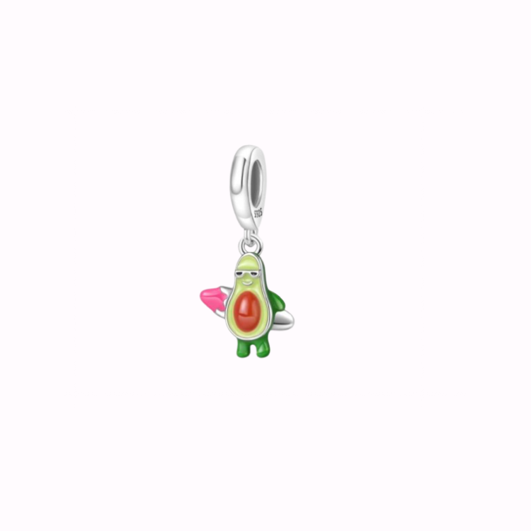 Surfer Avocado Charm – 925 Sterling Silver