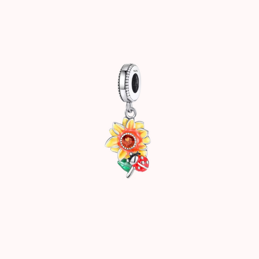 Solros & Nyckelpiga Hänge i Sterling Silver