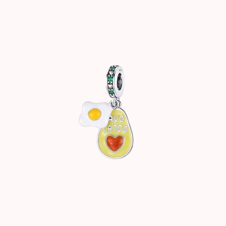 Avokado & Stekt Ägg Hängande Berlock – Sterlingsilver