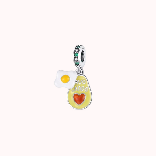 Avokado & Stekt Ägg Hängande Berlock – Sterlingsilver